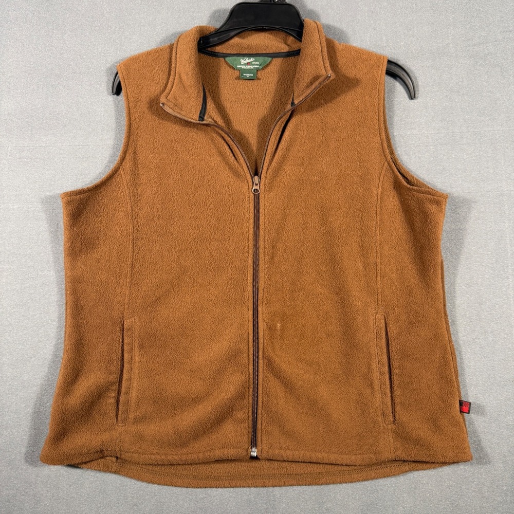 Woolrich Vest Womens XL Brown Bridle 18519 Fleece Full Zip Outdoor Layer